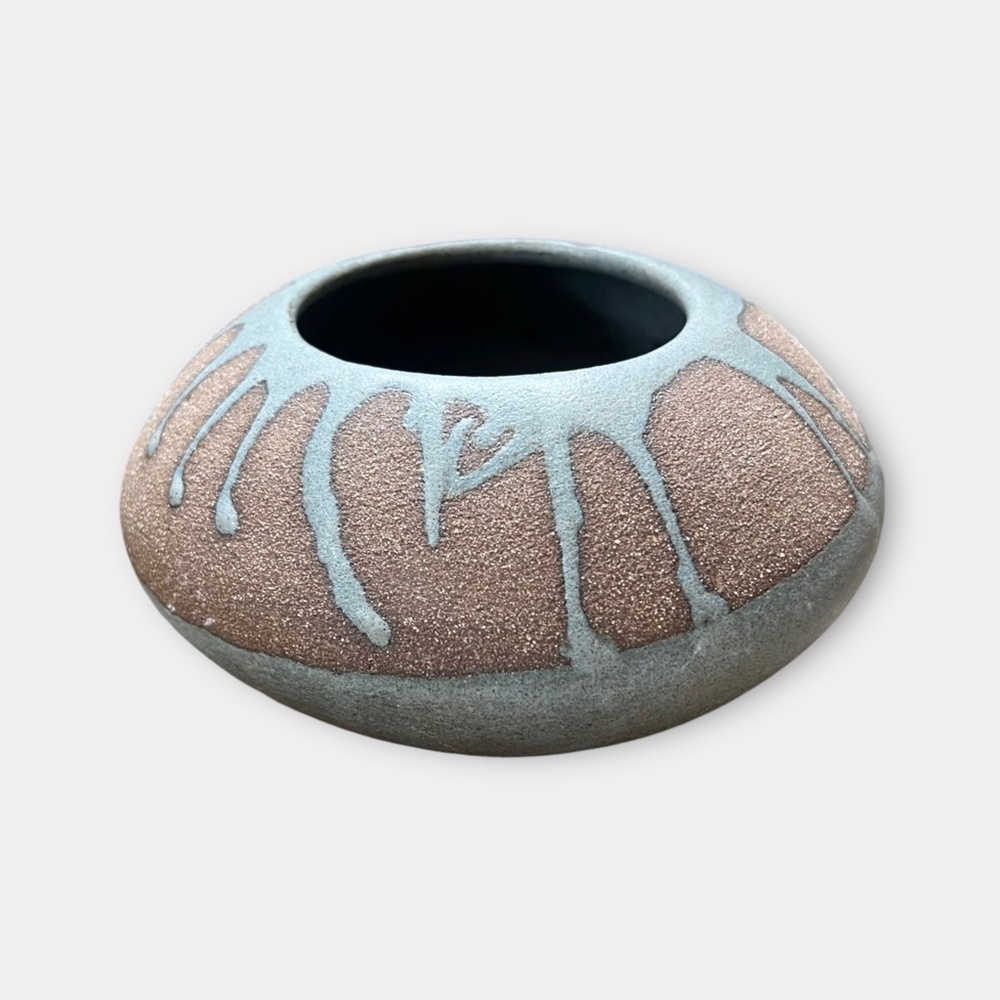 Vintage Drop Glaze Low Vase